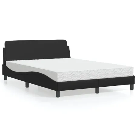 Lit avec matelas Dover noir 140x190 cm similicuir