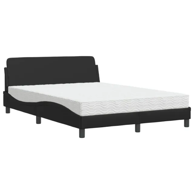 Lit avec matelas Dover noir 140x190 cm similicuir