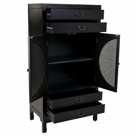 Armadio Alexandra House Living Nero Rattan Legno di abete Legno MDF 40
