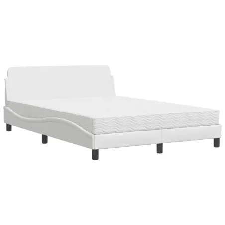 Lit avec matelas Dover blanc 140x190 cm similicuir