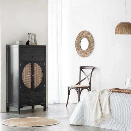 Armadio Alexandra House Living Nero Rattan Legno di abete Legno MDF 40