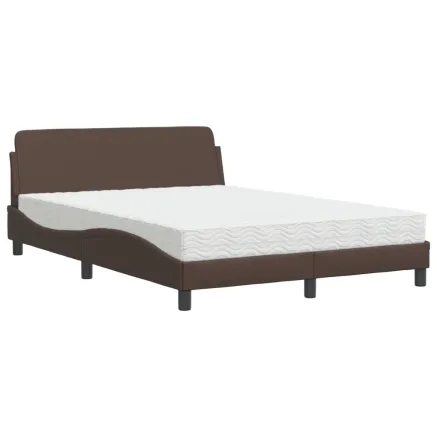 Lit avec matelas Dover marron 140x190 cm similicuir 2