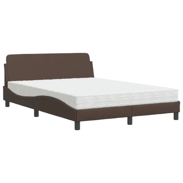 Lit avec matelas Dover marron 140x190 cm similicuir