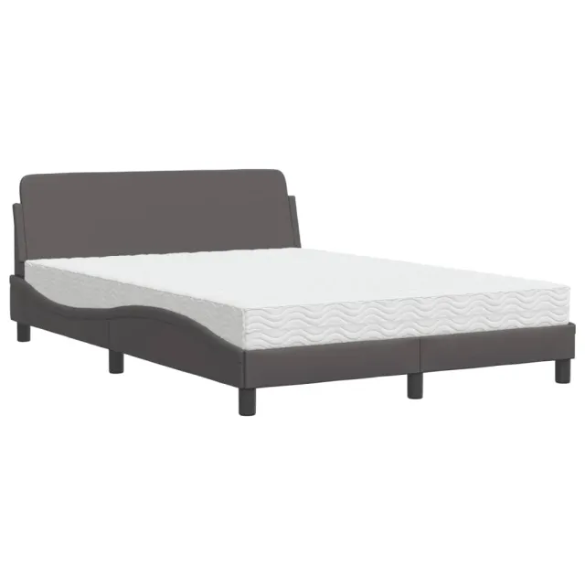 Lit avec matelas Dover gris 140x190 cm similicuir