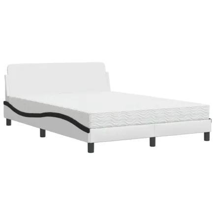 Lit avec matelas Dover blanc et noir 140x190 cm similicuir 2