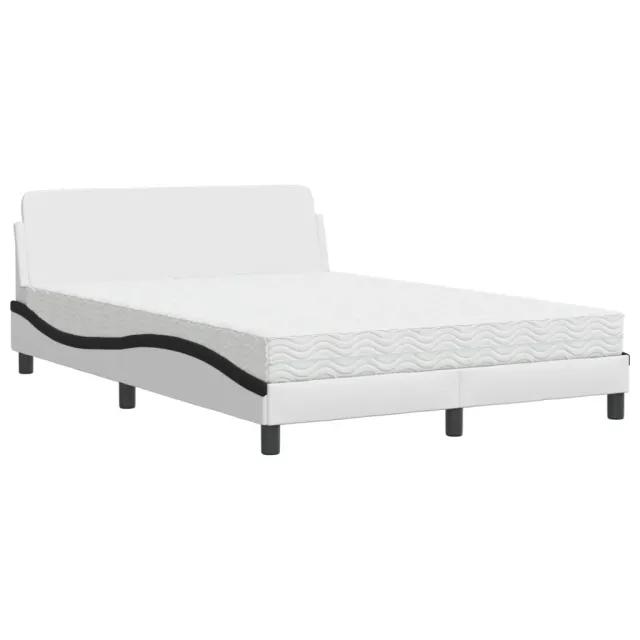 Lit avec matelas Dover blanc et noir 140x190 cm similicuir