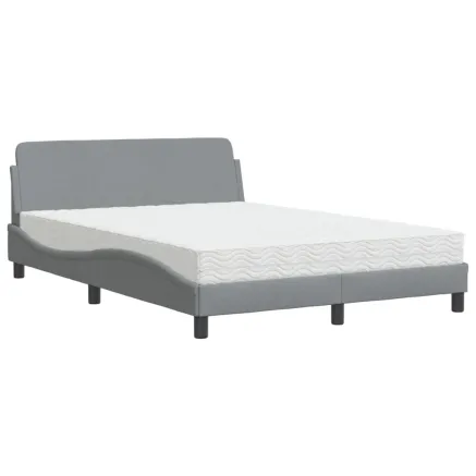 Lit avec matelas Dover gris clair 140x200 cm tissu 2