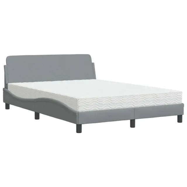Lit avec matelas Dover gris clair 140x200 cm tissu