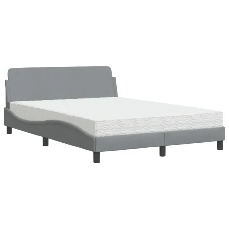 Lit avec matelas Dover gris clair 140x200 cm tissu