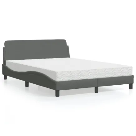 Lit avec matelas Dover gris foncé 140x200 cm tissu