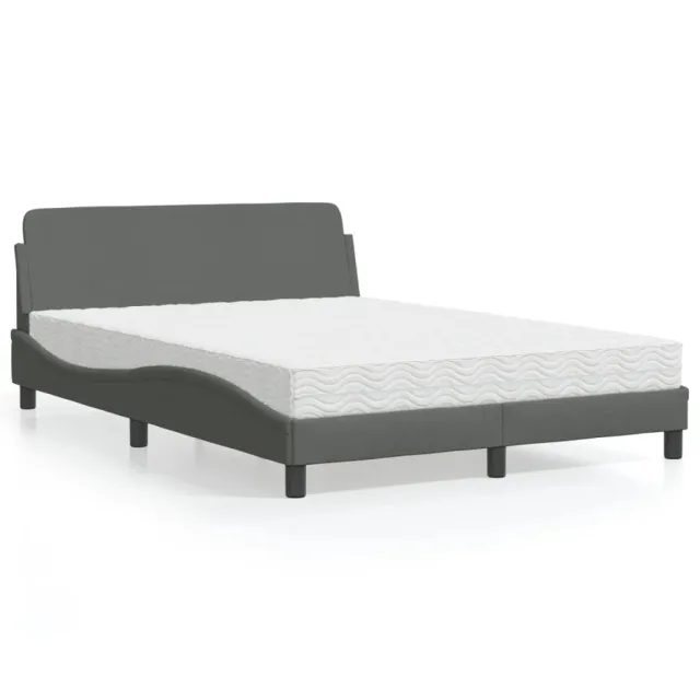 Lit avec matelas Dover gris foncé 140x200 cm tissu