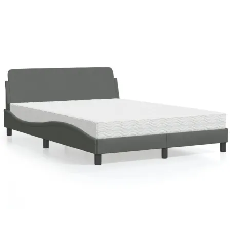 Lit avec matelas Dover gris foncé 140x200 cm tissu