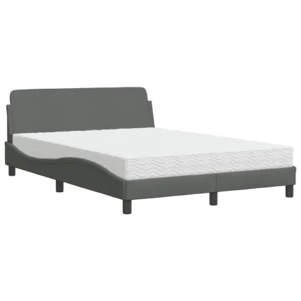 Lit avec matelas Dover gris foncé 140x200 cm tissu 2