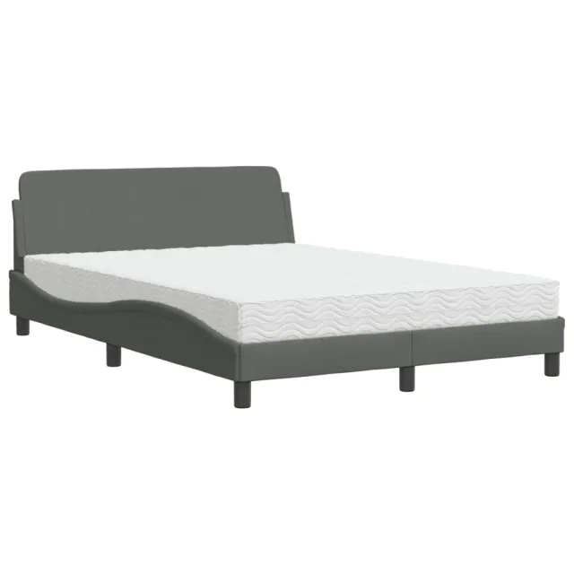 Lit avec matelas Dover gris foncé 140x200 cm tissu