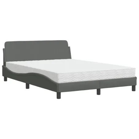 Lit avec matelas Dover gris foncé 140x200 cm tissu
