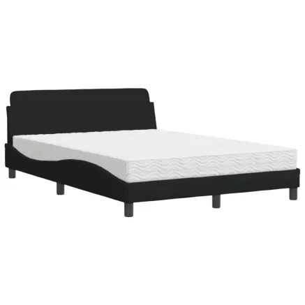 Lit avec matelas Dover noir 140x200 cm tissu 2