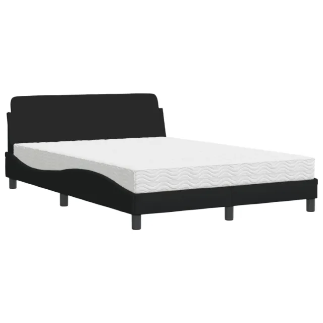 Lit avec matelas Dover noir 140x200 cm tissu