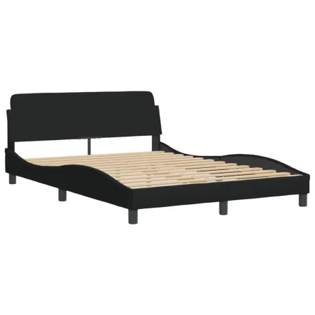 Lit avec matelas Dover noir 140x200 cm tissu