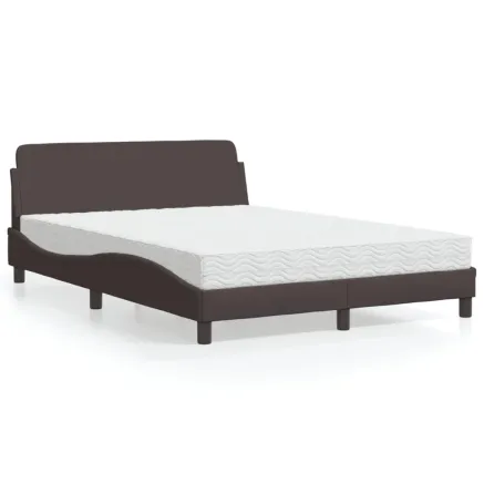 Lit avec matelas Dover marron foncé 140x200 cm tissu