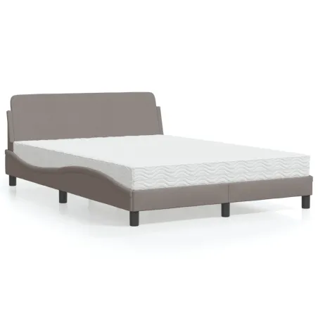 Lit avec matelas Dover taupe 140x200 cm tissu