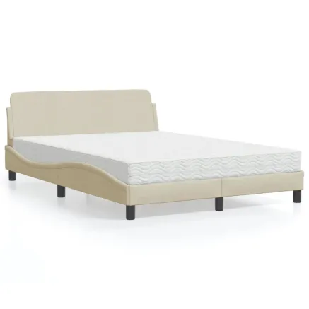 Lit avec matelas Dover crème 140x200 cm tissu