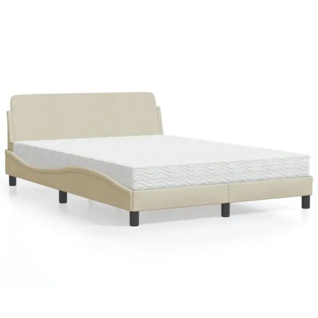 Lit avec matelas Dover crème 140x200 cm tissu