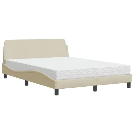 Lit avec matelas Dover crème 140x200 cm tissu