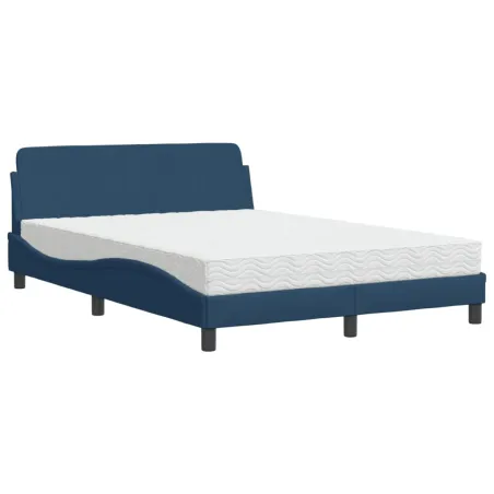 Lit avec matelas Dover bleu 140x200 cm tissu