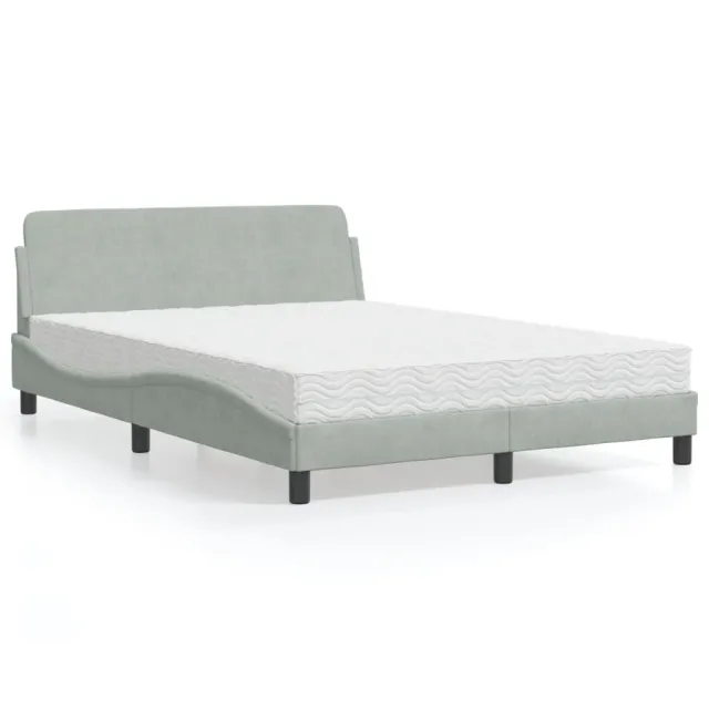 Lit avec matelas Dover gris clair 140x200 cm velours