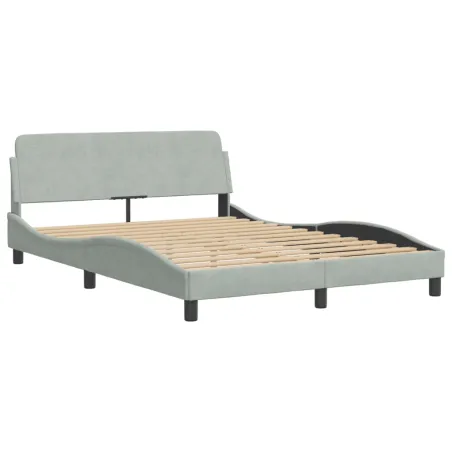 Lit avec matelas Dover gris clair 140x200 cm velours