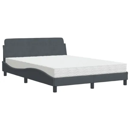 Lit avec matelas Dover gris foncé 140x200 cm velours
