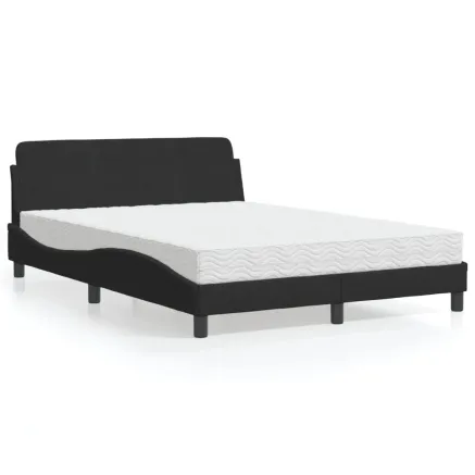 Lit avec matelas Dover noir 140x200 cm velours