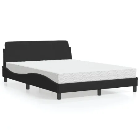 Lit avec matelas Dover noir 140x200 cm velours