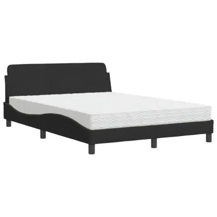 Lit avec matelas Dover noir 140x200 cm velours 2