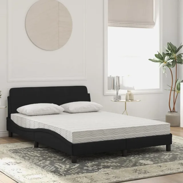 Lit avec matelas Dover noir 140x200 cm velours