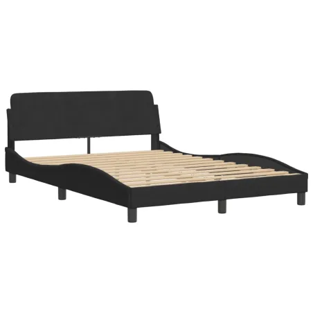 Lit avec matelas Dover noir 140x200 cm velours