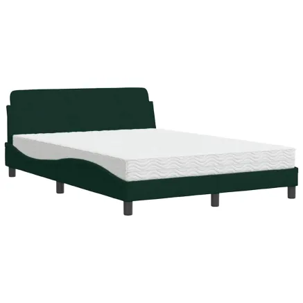 Lit avec matelas Dover vert foncé 140x200 cm velours 2