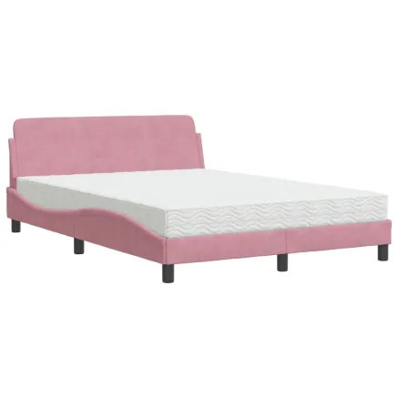 Lit avec matelas Dover rose 140x200 cm velours 2