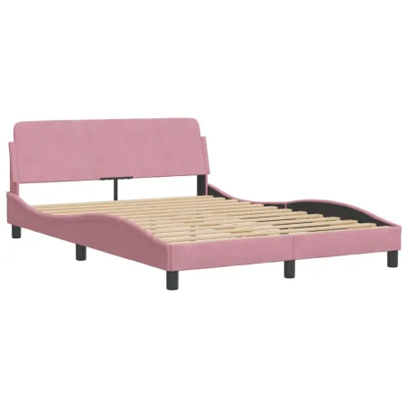 Lit avec matelas Dover rose 140x200 cm velours