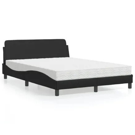 Lit avec matelas Dover noir 140x200 cm similicuir