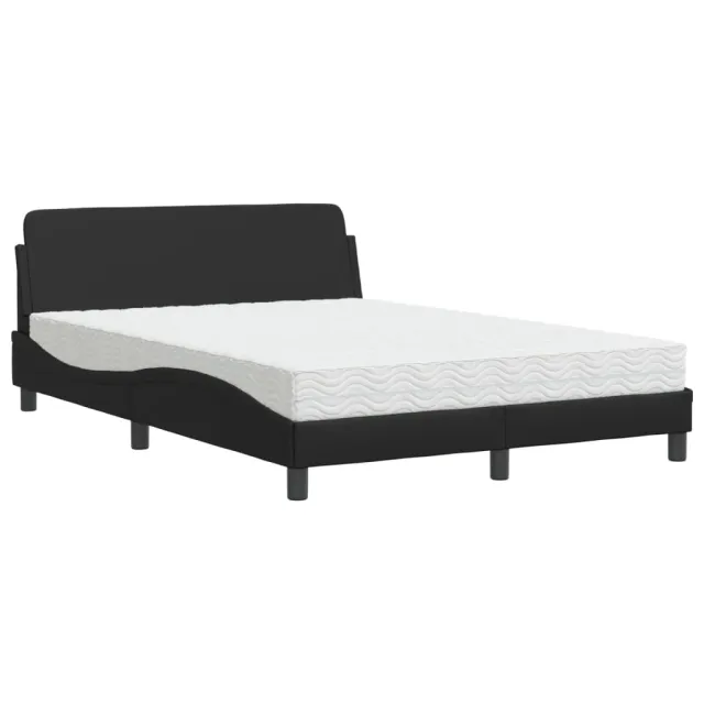 Lit avec matelas Dover noir 140x200 cm similicuir