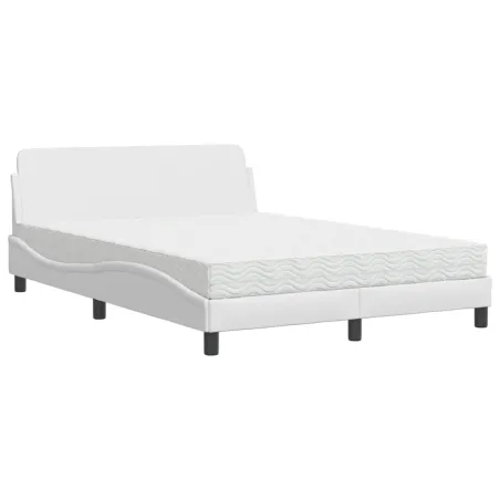 Lit avec matelas Dover blanc 140x200 cm similicuir