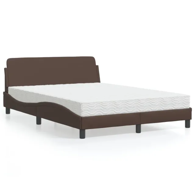 Lit avec matelas Dover marron 140x200 cm similicuir