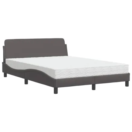 Lit avec matelas Dover gris 140x200 cm similicuir 2