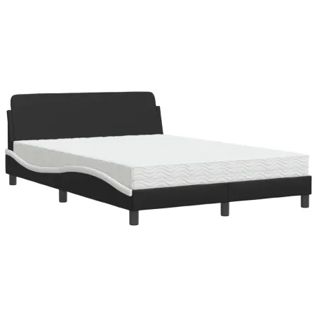 Lit avec matelas Dover noir et blanc 140x200 cm similicuir