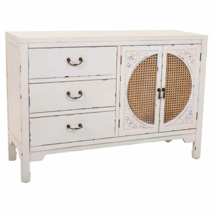 Buffet Alexandra House Living Blanc Rotin Bois d'épicéa 36 x 73 x 10