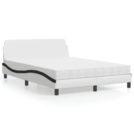 Lit avec matelas Dover blanc et noir 140x200 cm similicuir