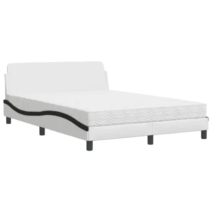 Lit avec matelas Dover blanc et noir 140x200 cm similicuir 2
