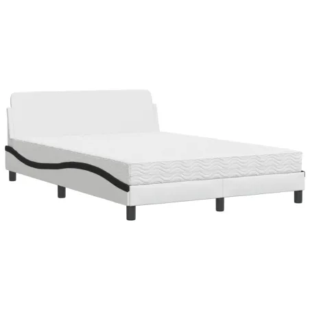 Lit avec matelas Dover blanc et noir 140x200 cm similicuir