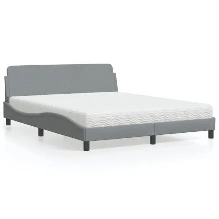 Lit avec matelas Dover gris clair 160x200 cm tissu